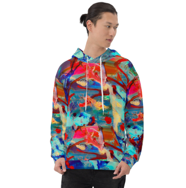 Hoodie Dip-Dye dengan Corak Abstrak